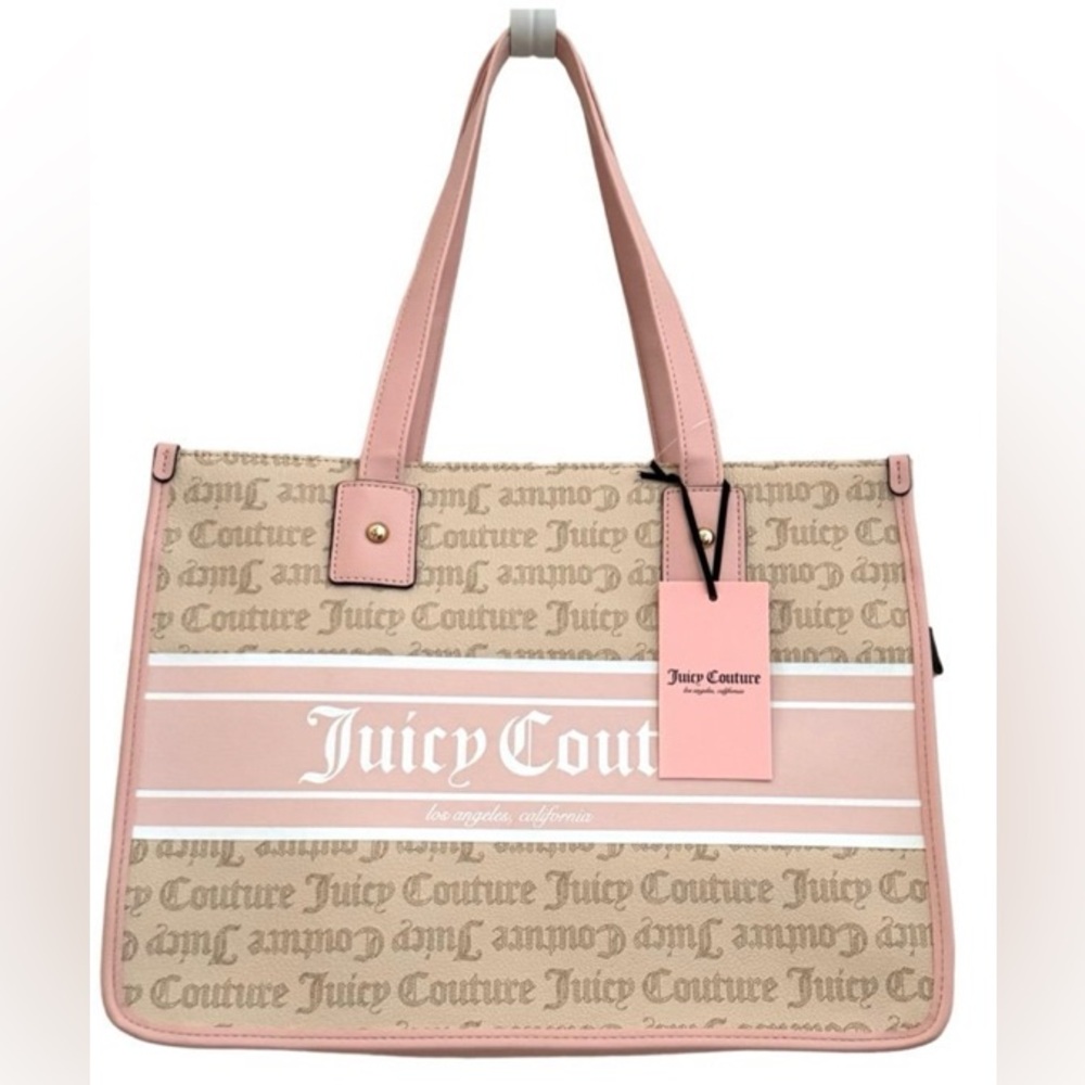 Juicy Couture Bilboard Tote & Mini CC Wallet Pecan White OS NWT